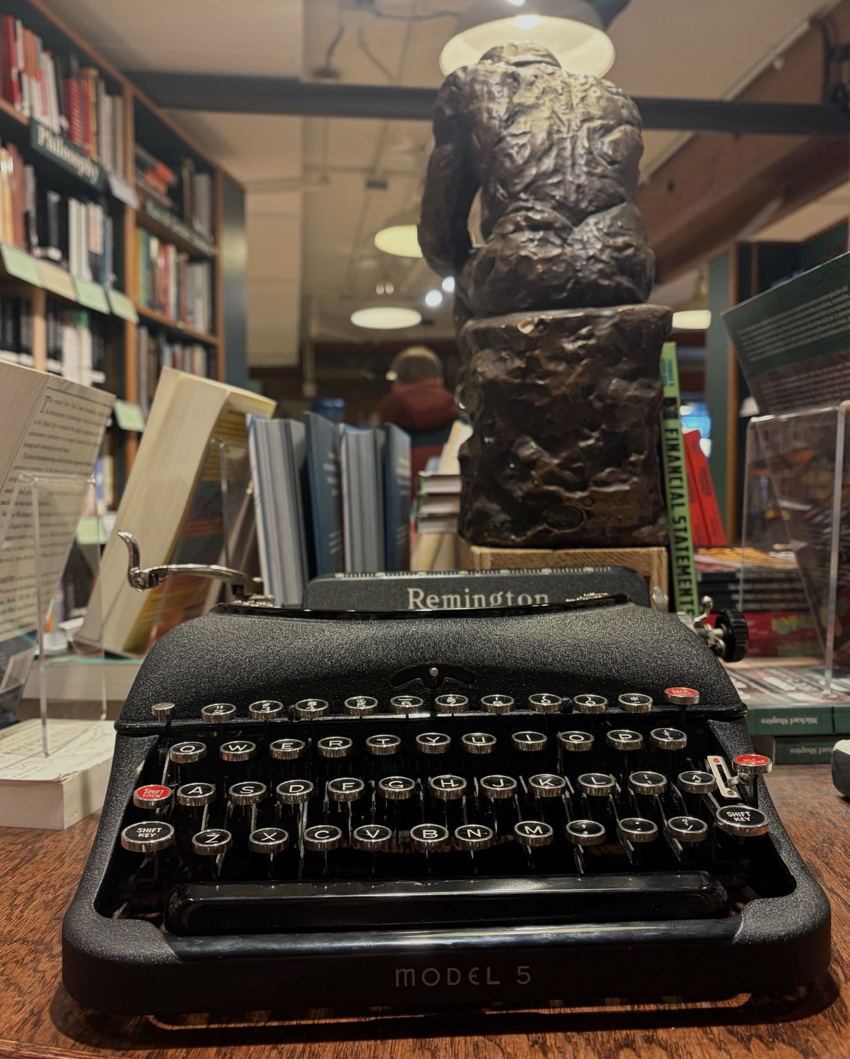 Vintage typewriter in a bookstore